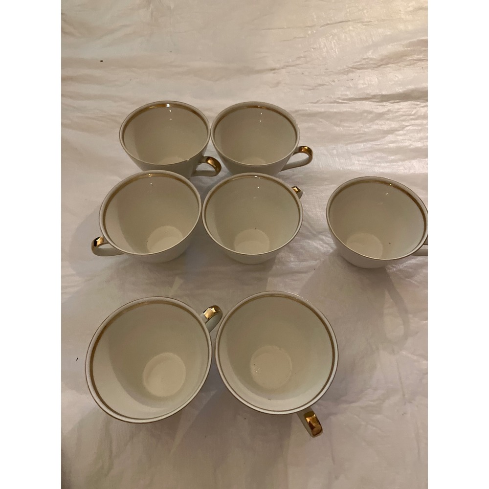 Winterling Bavaria Mary Leuthen Set of 6 Porcelain‎ Tea Cups Gold Rim